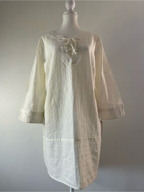 NEW Lace-Up Swim Coverup Cream 100% Cotton Merona Women’s XL